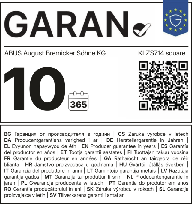 EU-GARAN-Label - KLZS714 square
