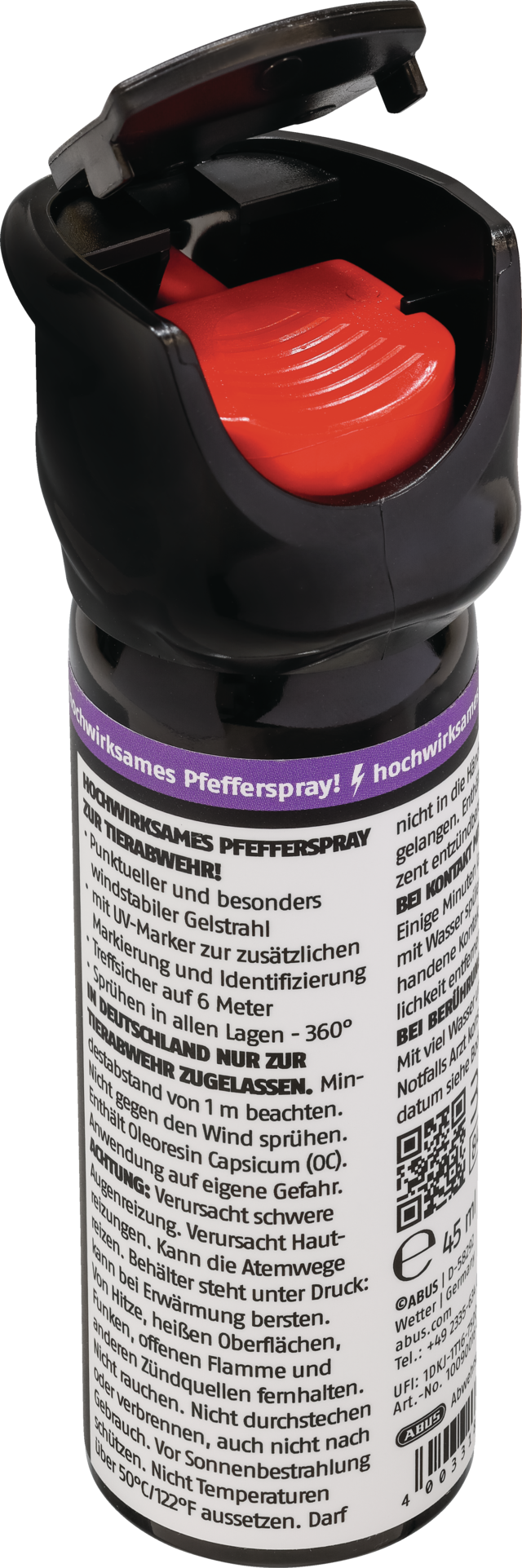 Abwehrspray SDS80 Gel Rückansicht offen