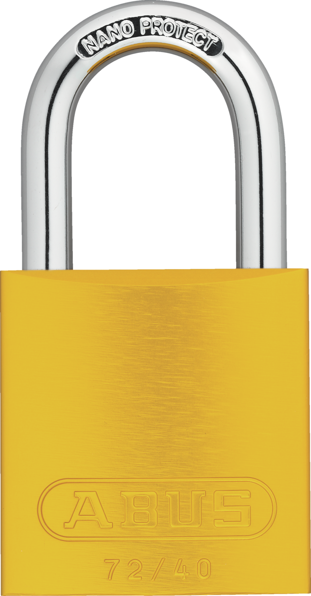 Aluminiumhänglås 72/40 gul ka.