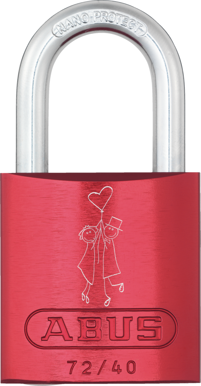 Kłódka aluminiowa 72/40 czerwony Love Lock 1 Lock-Tag widok z przodu