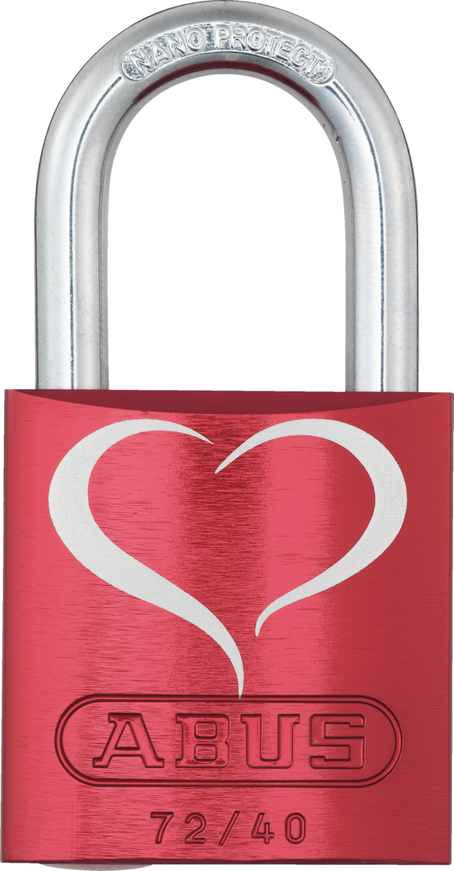 Aluminiumhänglås 72/40 röd Love Lock 2 Lock-Tag utsikt framifrån
