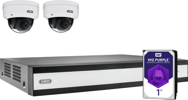 ABUS komplett set med NVR och 2 PoE-minidomekameror