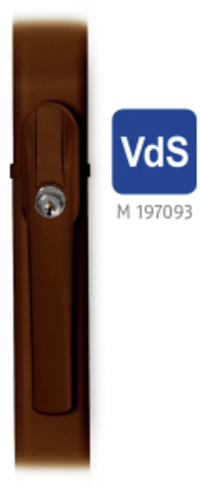 Crémone radio pour fenêtres FOS 550 E Secvest 2WAY, marron vue frontale