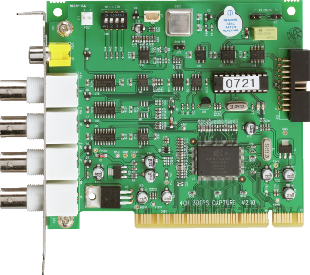 PCI Videoüberwachungskarte 4 CH @ 25 FPS Vorderansicht