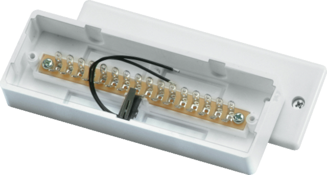Répartiteur à souder pour montage en saillie, 16 pôles, blanc vue frontale