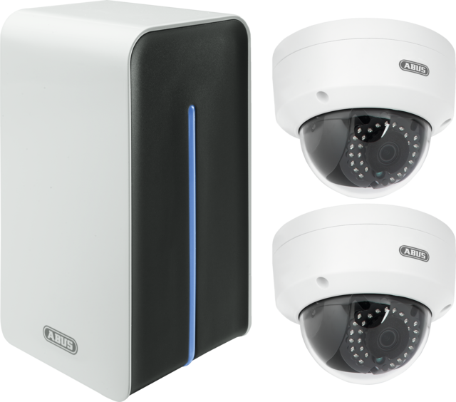 Videoüberwachungsset: Netzwerk WLAN Digitalrekorder + 2 WLAN Außen-Domekameras Set Ansicht