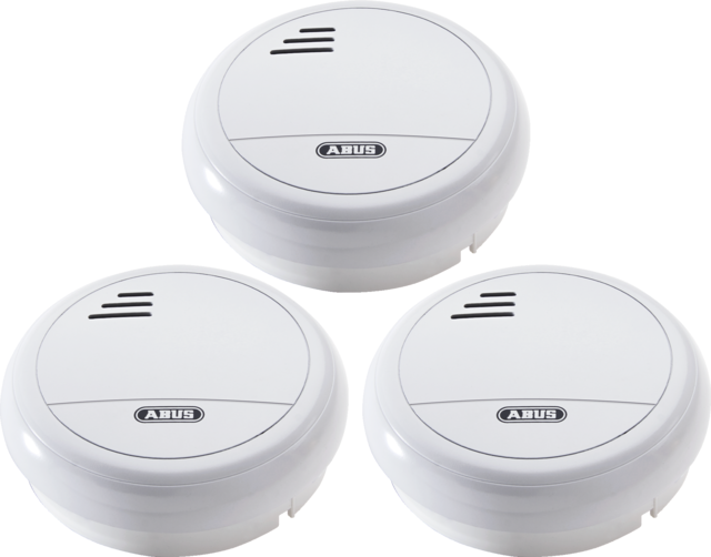 ABUS Smoke Detector, Alkaline, set of 3 front view