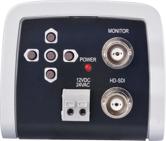 Day/night HD-SDI 1080p standard camera, 12 V DC, 24 V AC back view