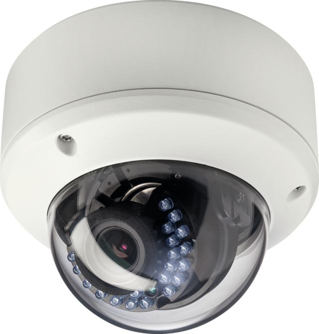 Dôme HD analogique extérieur IR 720 p à focale variable vue frontale gauche