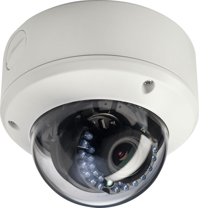 Dôme HD analogique extérieur IR 720 p à focale variable vue avant droite