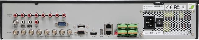8-channel HD-SDI digital recorder back view