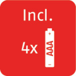 Hochwertige Markenbatterien inklusive, 4 x AAA Alkaline