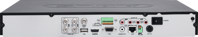 4-kanaals analoge HD-recorder achteraanzicht