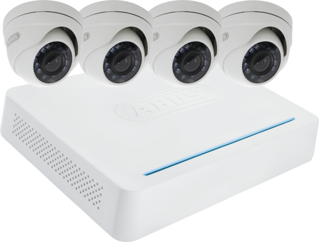 Kit de vidéo surveillance : Enregistreur numérique + 4 caméras dômes d'extérieur