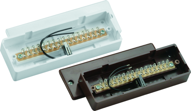 Terminal distributor flush mount, 16-pins, brown front view