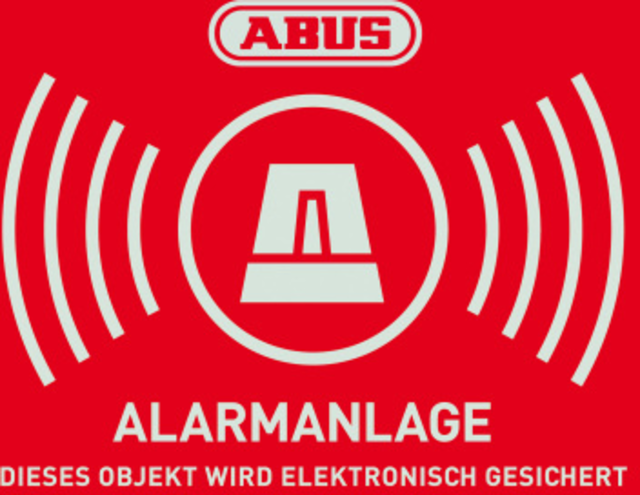 Waarschuwing alarmsysteem met ABUS-logo (DE) 74x52,5mm