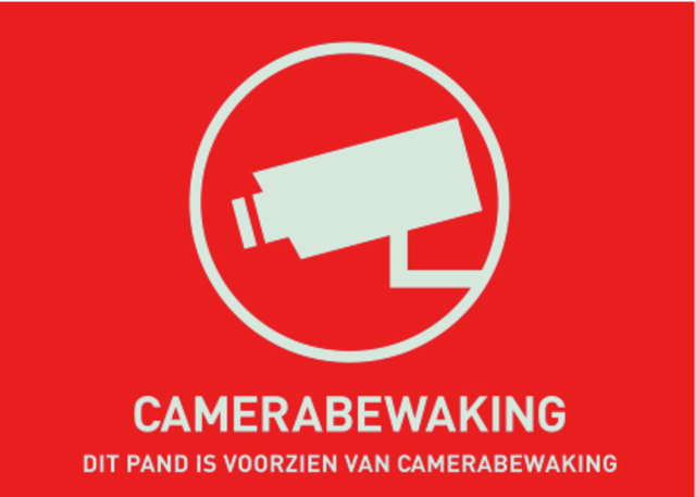 Autocollant avertisseur Vidéo (néerlandais), 74x52,5 mm vue de la loi