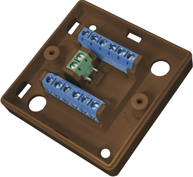 Screw terminal distributor flush mount, 8-pins, brown inner view