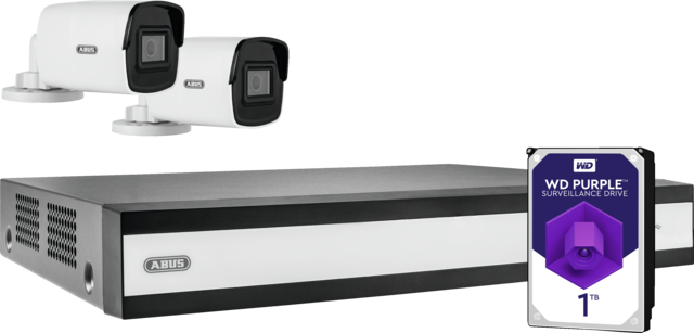 ABUS Komplett-Set mit NVR und 2 PoE Mini-Tube-Kameras