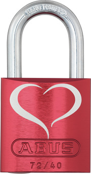 Kłódka aluminiowa 72/40 czerwony Love Lock 2 Lock-Tag widok z przodu