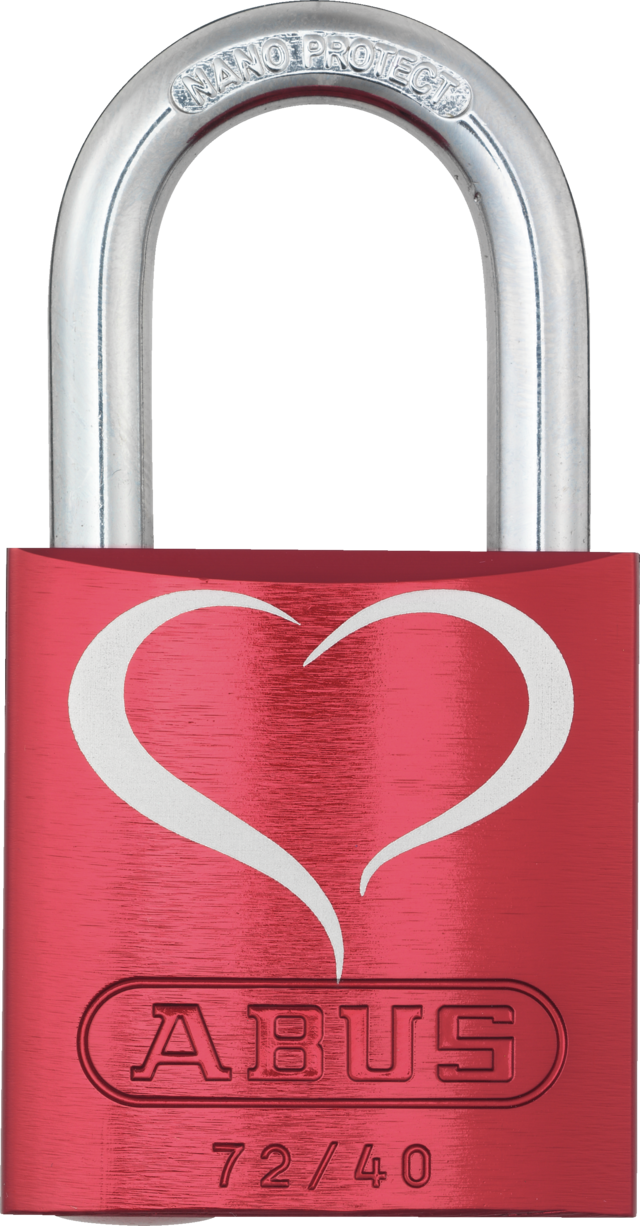 Hengelås aluminium 72/40 rød Love Lock 2 Lock-Tag