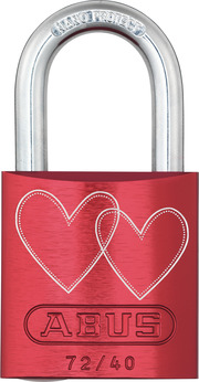 Kłódka aluminiowa 72/40 czerwony Love Lock 4 Lock-Tag widok z przodu