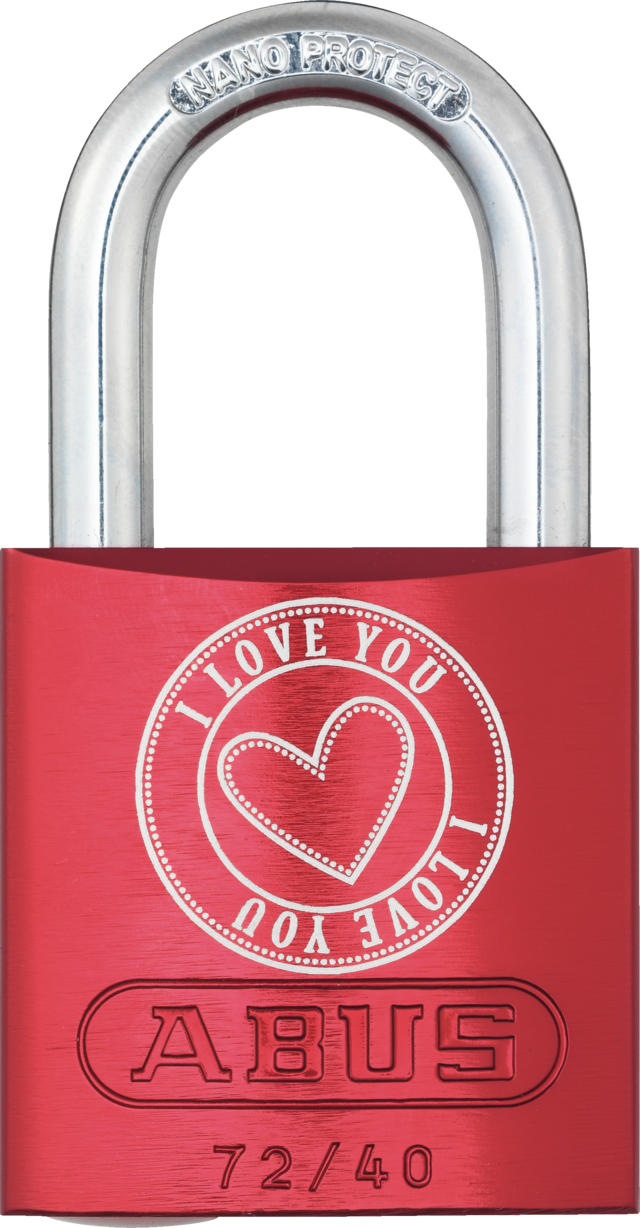 Kłódka aluminiowa 72/40 czerwony Love Lock 5 Lock-Tag widok z przodu
