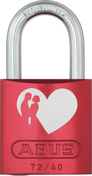 Hængelås aluminium 72/40 red Love Lock 6 72/40 Love Lock set forfra